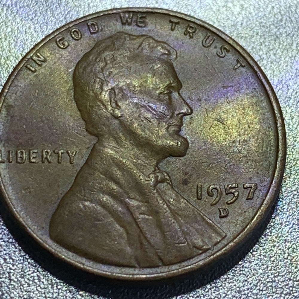 1957 Denver minted penny Daybreak on face doubling errors very rare